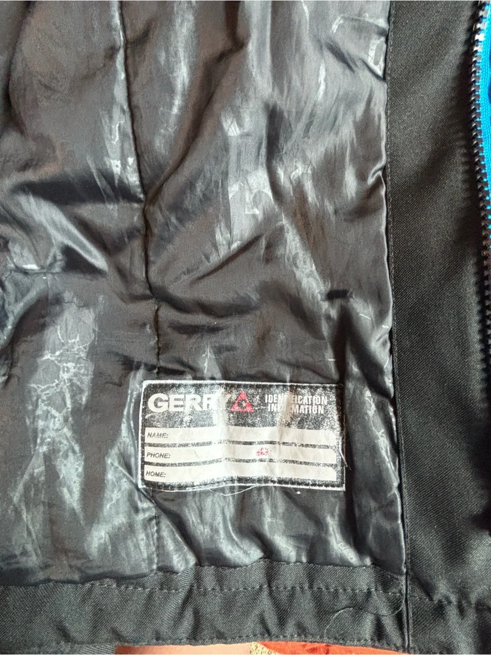 Gerry Black, Gray, & Blue Hooded Puffer Jacket; outer shell only